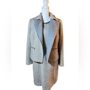 Talbots Tweed Light Gray Dress and Suit Jacket